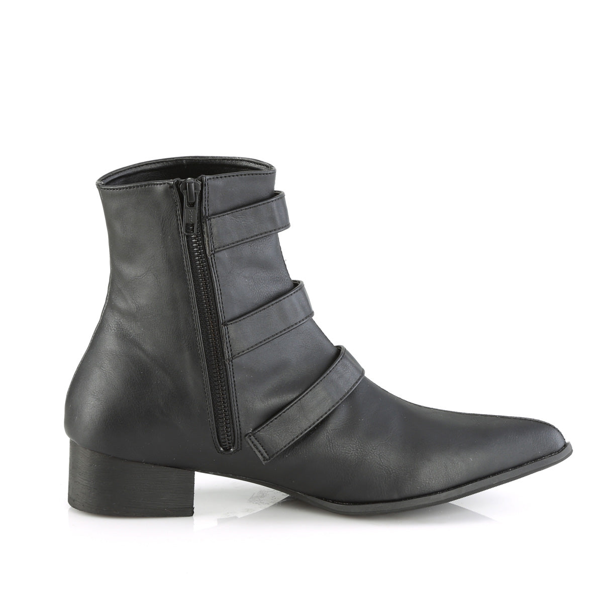WARLOCK-50-B *1 1/2" Block Heel Pointed Toe Ankle Boot, Side Zip