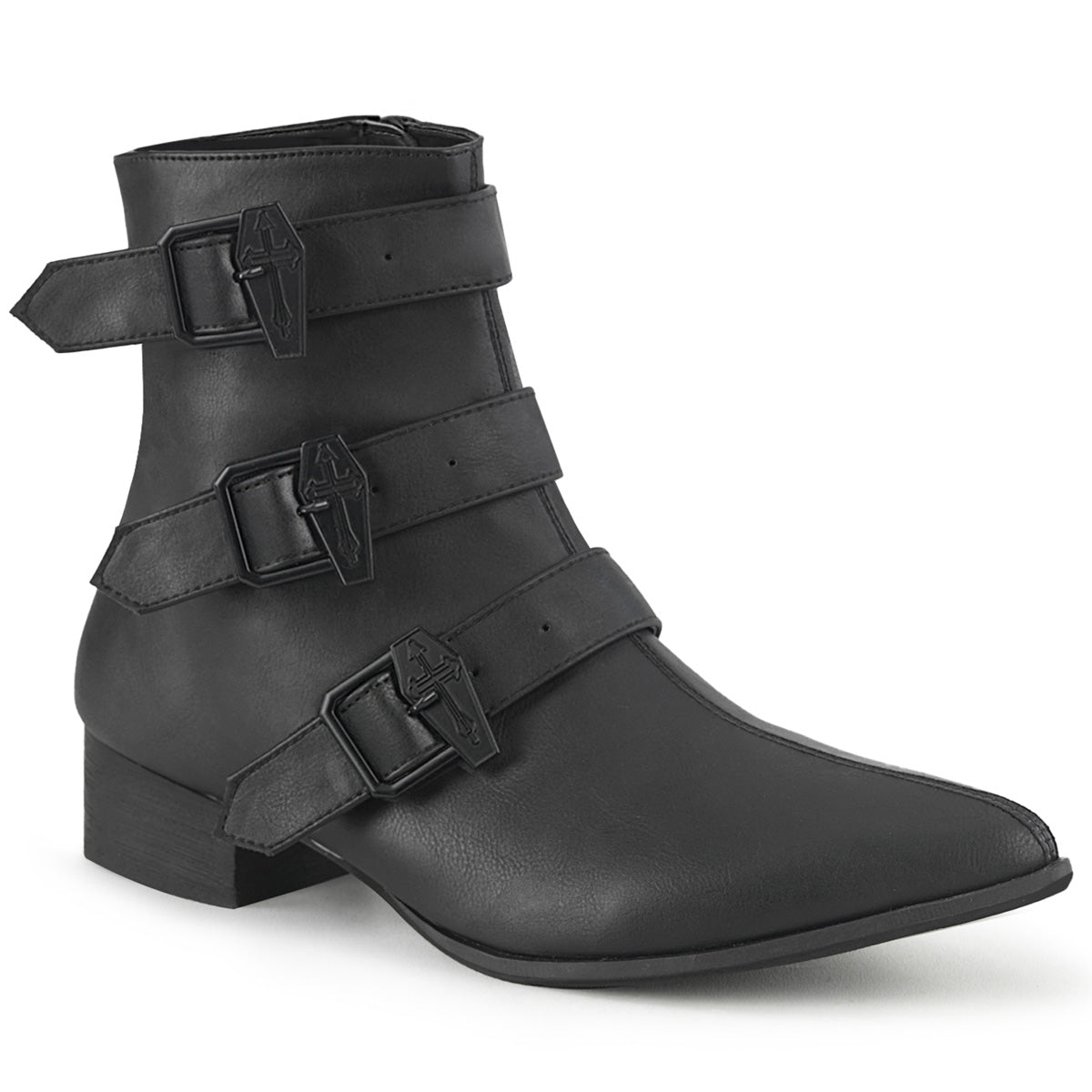 WARLOCK-50-C 1 1/2" Block Heel Pointed Toe Ankle Boot, Side Zip