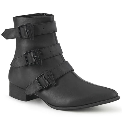 WARLOCK-50-C 1 1/2" Block Heel Pointed Toe Ankle Boot, Side Zip