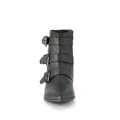 WARLOCK-50-C 1 1/2" Block Heel Pointed Toe Ankle Boot, Side Zip