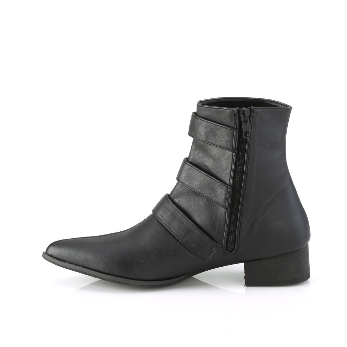 WARLOCK-50-C 1 1/2" Block Heel Pointed Toe Ankle Boot, Side Zip
