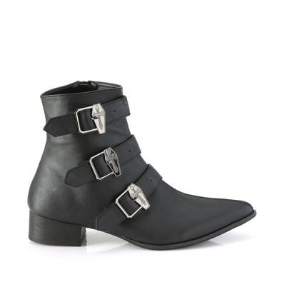 WARLOCK-50-C 1 1/2" Block Heel Pointed Toe Ankle Boot, Side Zip