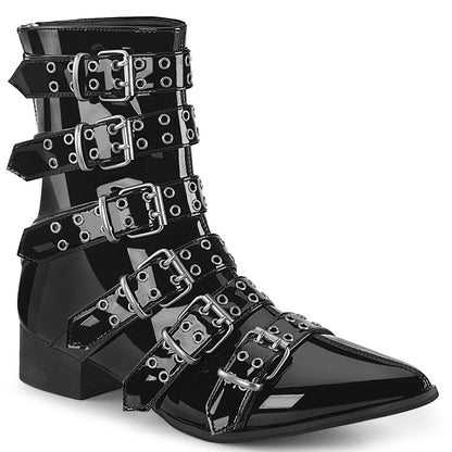 WARLOCK-70 *1 1/2" Block Heel Pointed Toe Calf High Boot, Back Zip