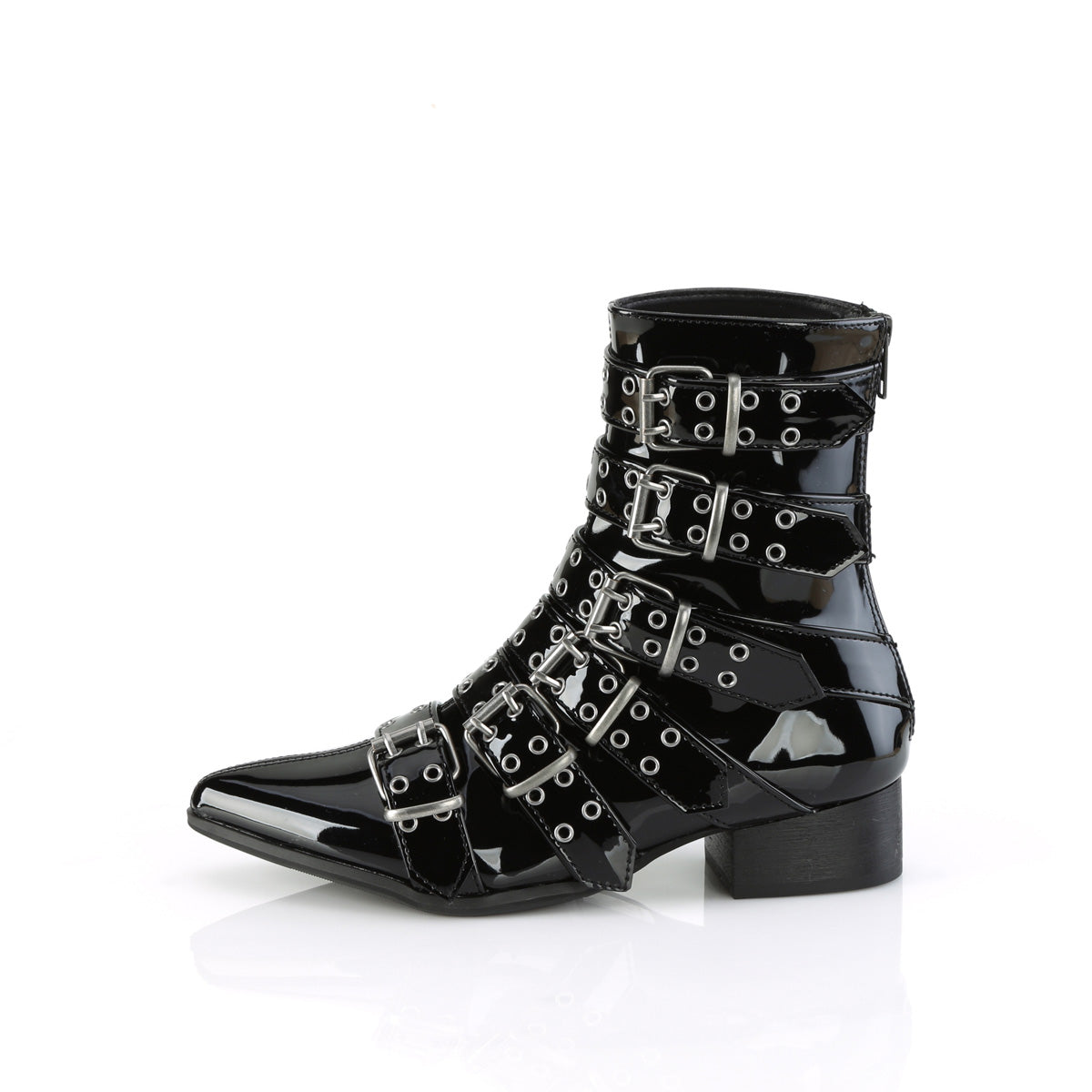 WARLOCK-70 *1 1/2" Block Heel Pointed Toe Calf High Boot, Back Zip