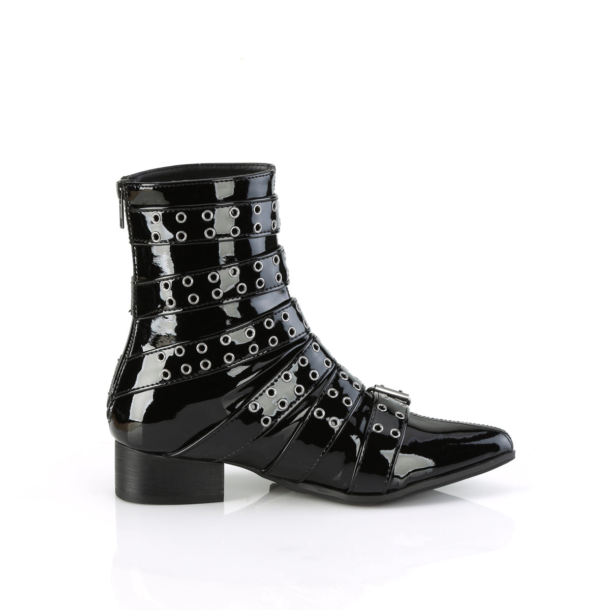 WARLOCK-70 *1 1/2" Block Heel Pointed Toe Calf High Boot, Back Zip