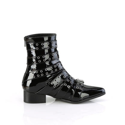WARLOCK-70 *1 1/2" Block Heel Pointed Toe Calf High Boot, Back Zip