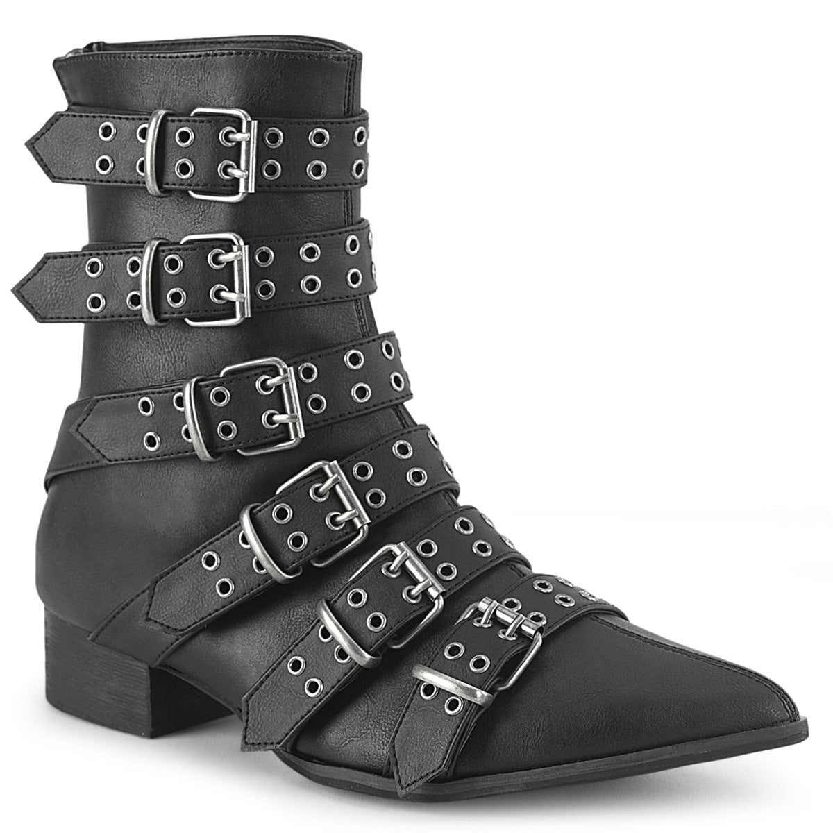 WARLOCK-70 *1 1/2" Block Heel Pointed Toe Calf High Boot, Back Zip