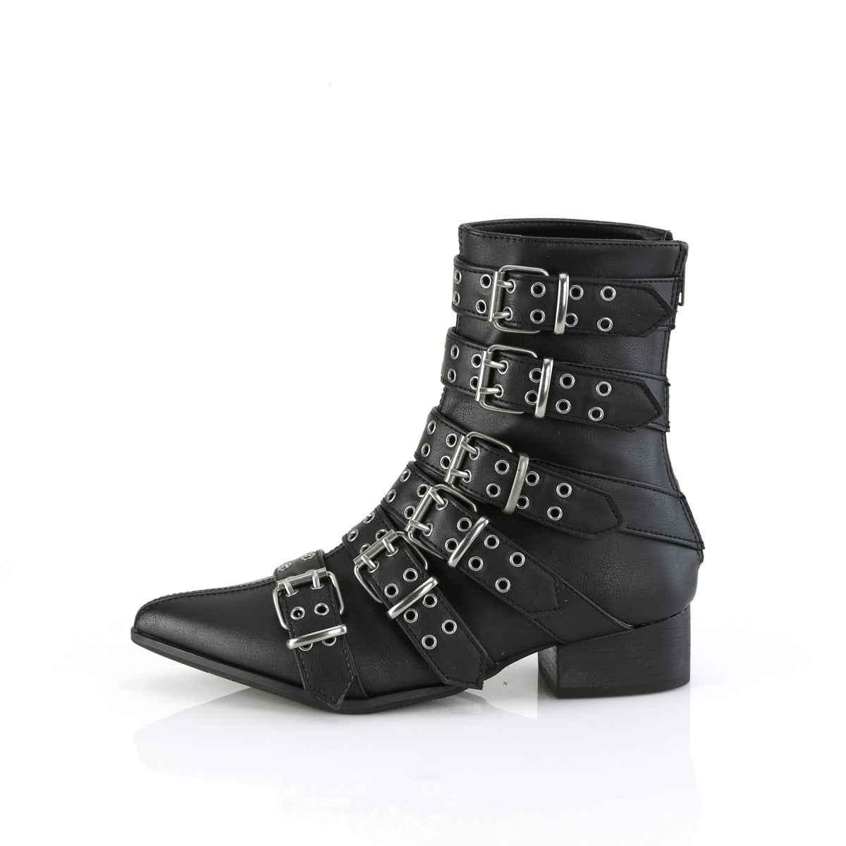 WARLOCK-70 *1 1/2" Block Heel Pointed Toe Calf High Boot, Back Zip