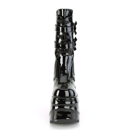 WAVE-150 **6" Wedge PF Lace-Up Mid-Calf Boot, Back Metal Zip