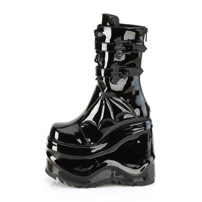WAVE-150 **6" Wedge PF Lace-Up Mid-Calf Boot, Back Metal Zip