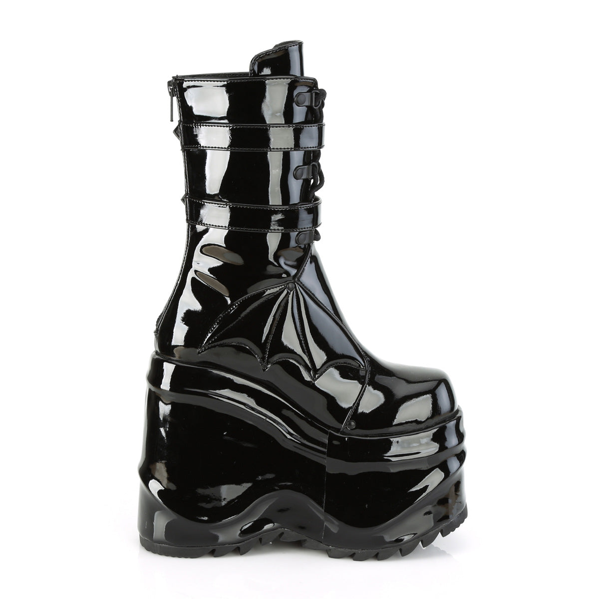 WAVE-150 **6" Wedge PF Lace-Up Mid-Calf Boot, Back Metal Zip