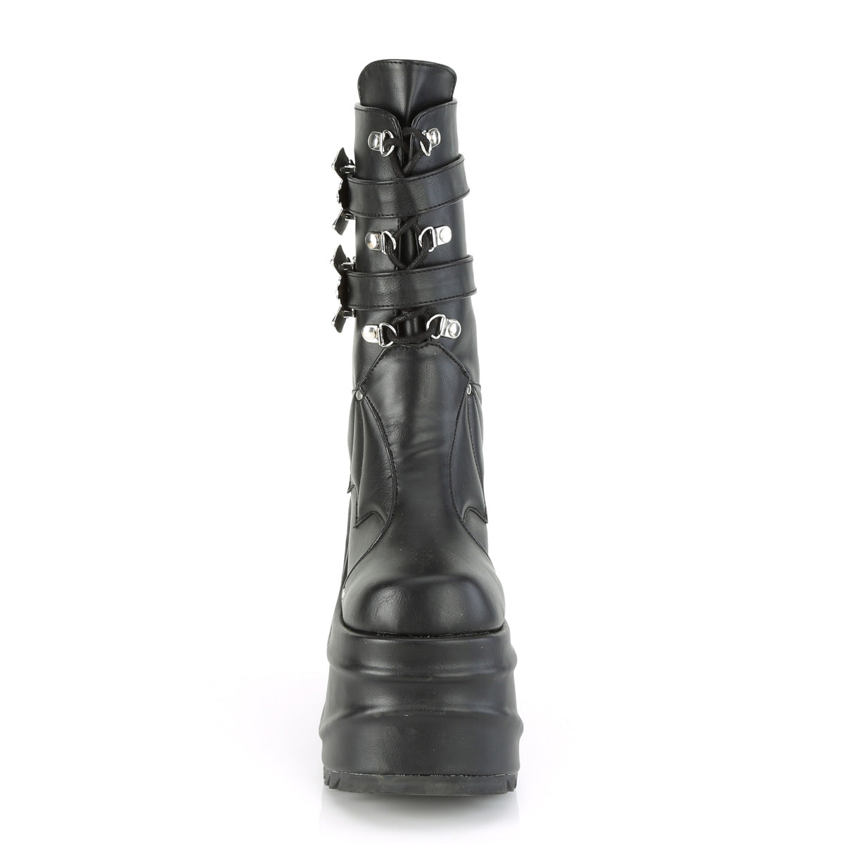 WAVE-150 **6" Wedge PF Lace-Up Mid-Calf Boot, Back Metal Zip
