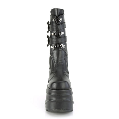 WAVE-150 **6" Wedge PF Lace-Up Mid-Calf Boot, Back Metal Zip