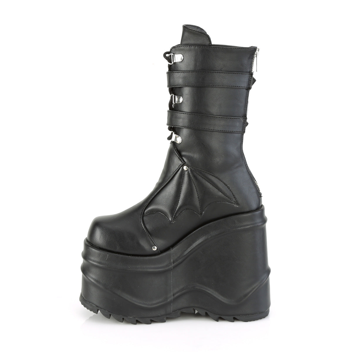 WAVE-150 6" Wedge PF Lace-Up Mid-Calf Boot, Back Metal Zip