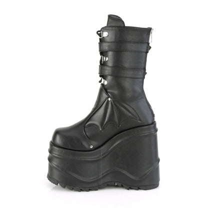 WAVE-150 6" Wedge PF Lace-Up Mid-Calf Boot, Back Metal Zip