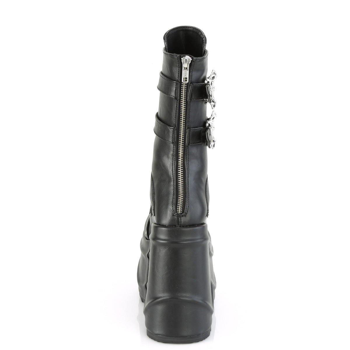 WAVE-150 6" Wedge PF Lace-Up Mid-Calf Boot, Back Metal Zip