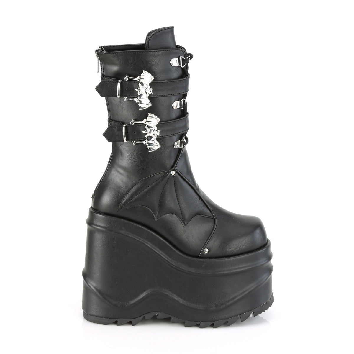 WAVE-150 6" Wedge PF Lace-Up Mid-Calf Boot, Back Metal Zip