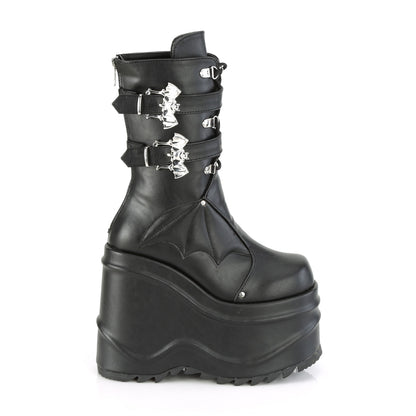 WAVE-150 6" Wedge PF Lace-Up Mid-Calf Boot, Back Metal Zip