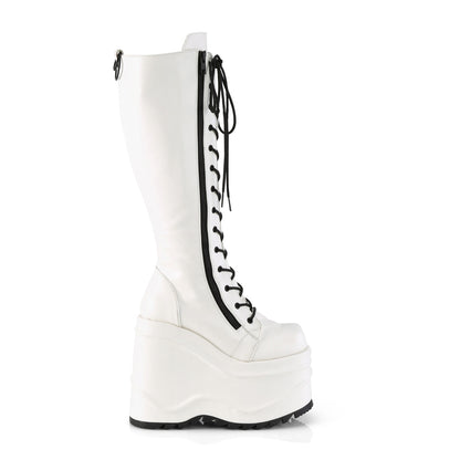 WAVE-200 *6" Wedge PF Lace-Up Knee High Boot, Back Metal Zip