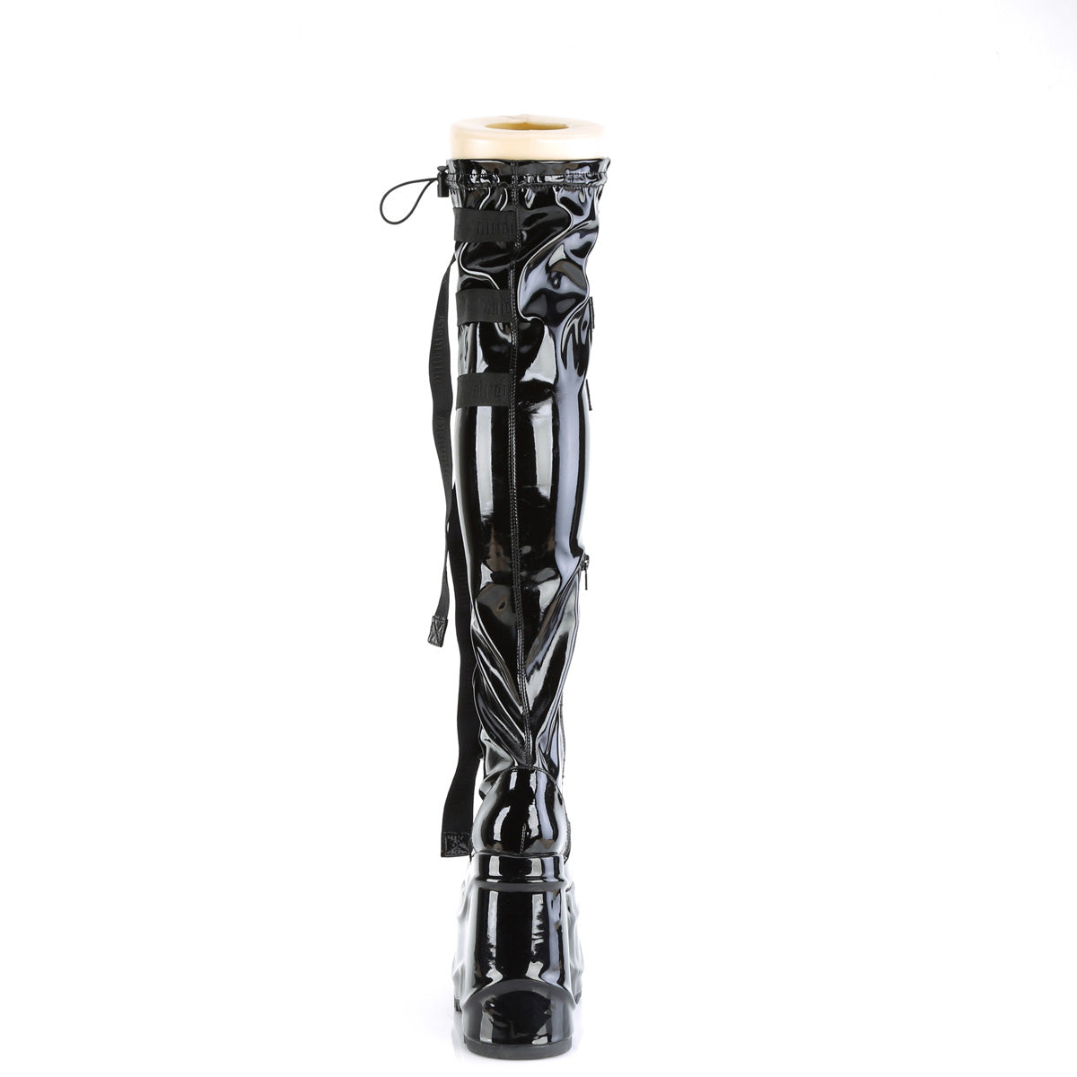 WAVE-315 *6" Wedge PF Lace-Up Stretch Thigh Boot, Side Zip
