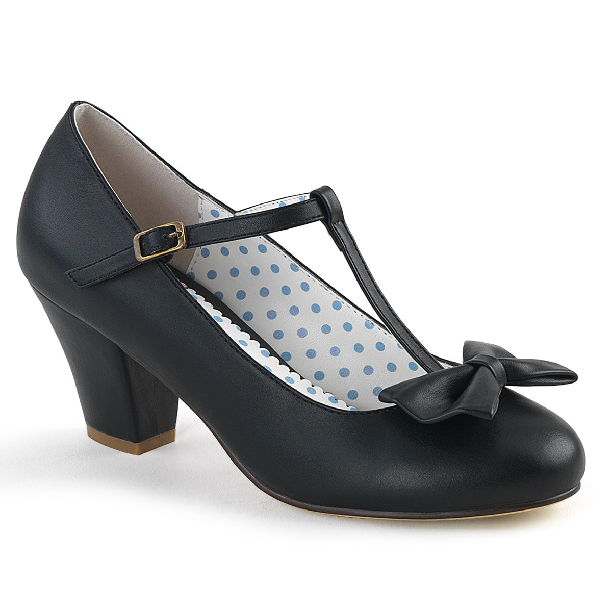 WIGGLE-50 **2 1/2" Cuben Heel T-Strap Pump W/ Bow