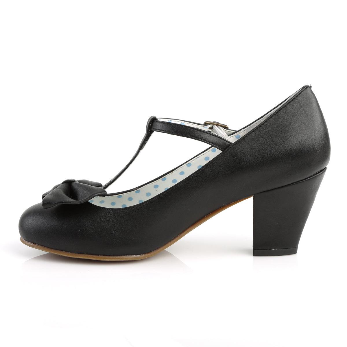 WIGGLE-50 **2 1/2" Cuben Heel T-Strap Pump W/ Bow