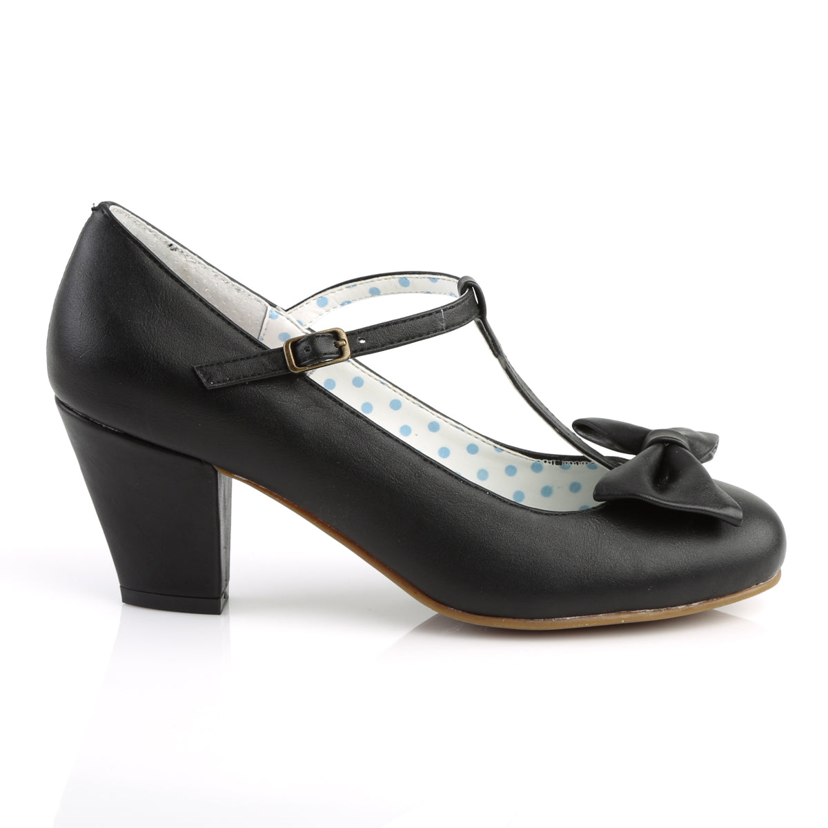 WIGGLE-50 **2 1/2" Cuben Heel T-Strap Pump W/ Bow