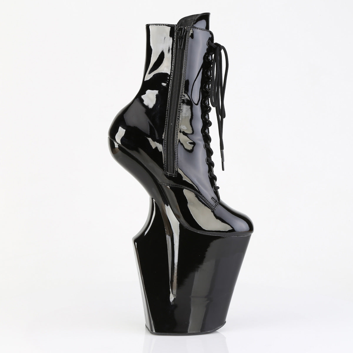 WORSHIP-1020 10" Heelless, 4 3/4" PF Lace-Up Front Ankle Boot, Inside Zip