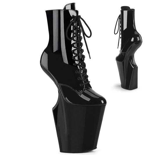 WORSHIP-1020 10" Heelless, 4 3/4" PF Lace-Up Front Ankle Boot, Inside Zip
