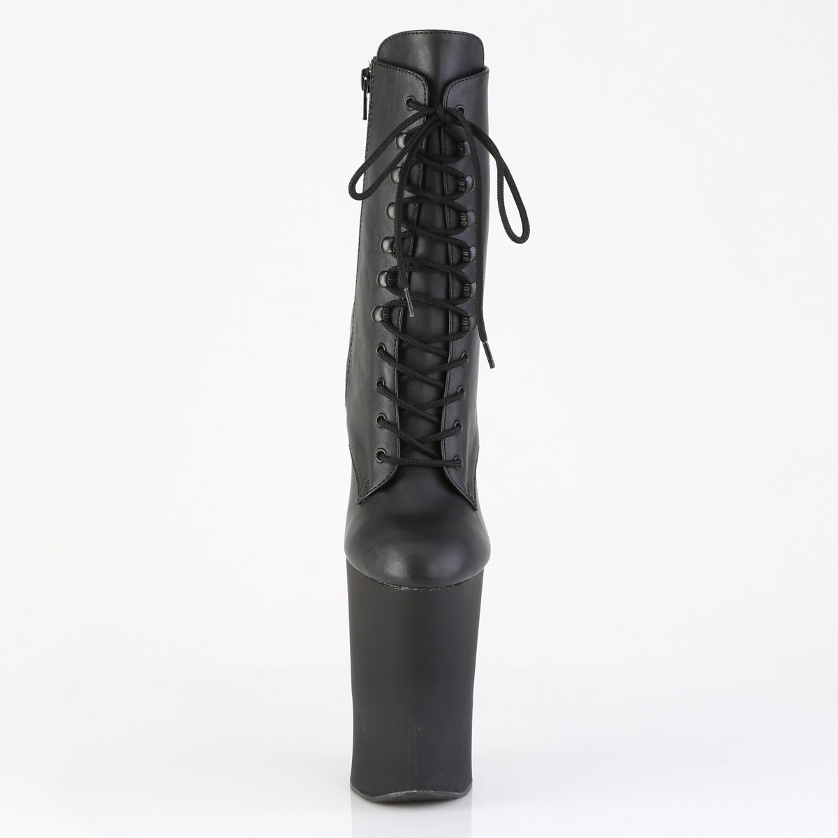 WORSHIP-1020 10" Heelless, 4 3/4" PF Lace-Up Front Ankle Boot, Inside Zip