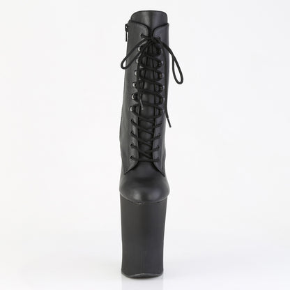 WORSHIP-1020 10" Heelless, 4 3/4" PF Lace-Up Front Ankle Boot, Inside Zip