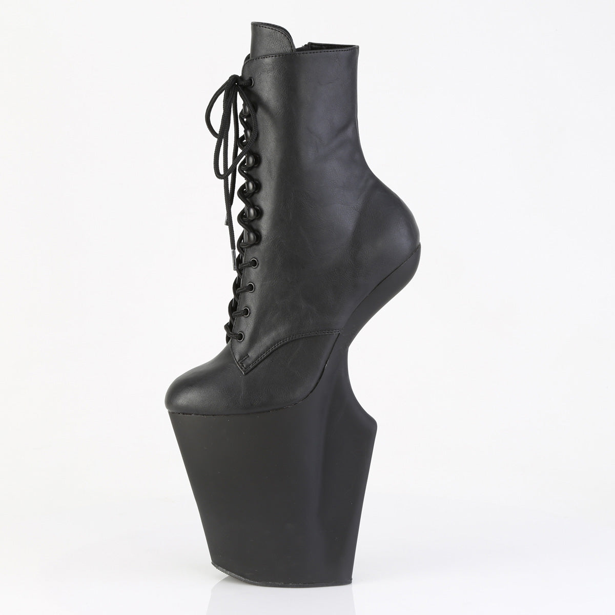 WORSHIP-1020 10" Heelless, 4 3/4" PF Lace-Up Front Ankle Boot, Inside Zip
