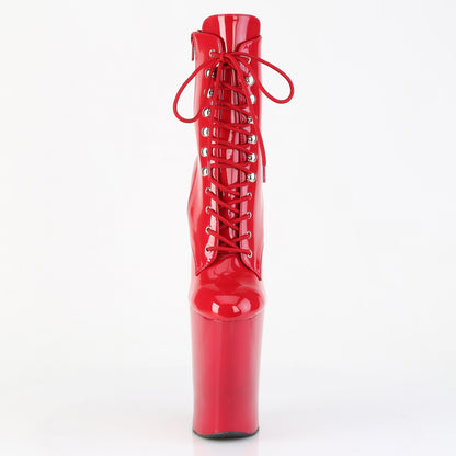 WORSHIP-1020 10" Heelless, 4 3/4" PF Lace-Up Front Ankle Boot, Inside Zip