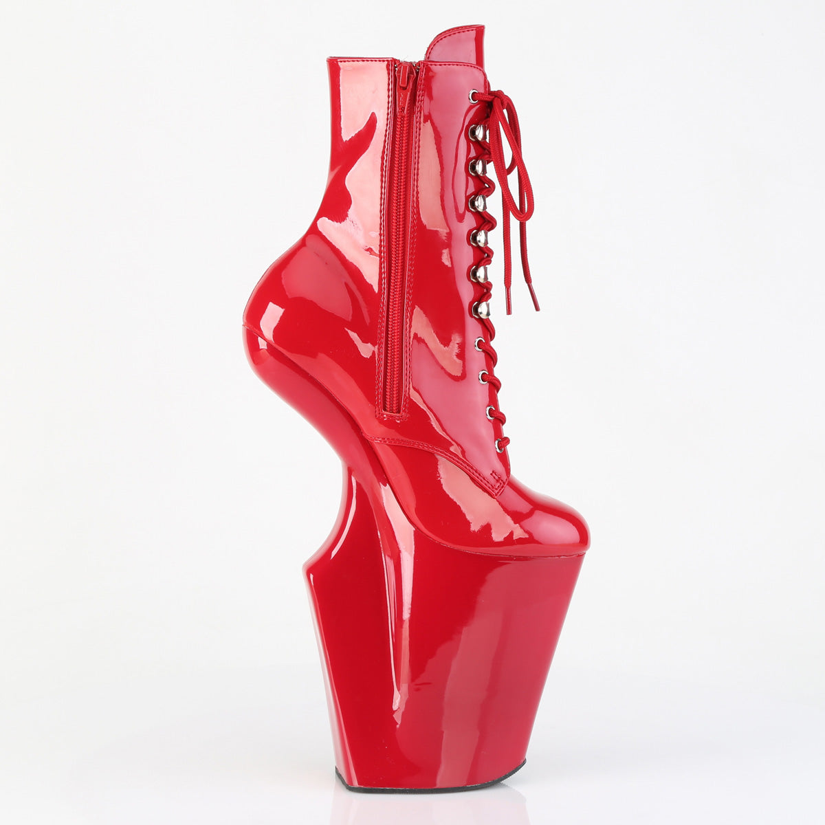 WORSHIP-1020 10" Heelless, 4 3/4" PF Lace-Up Front Ankle Boot, Inside Zip