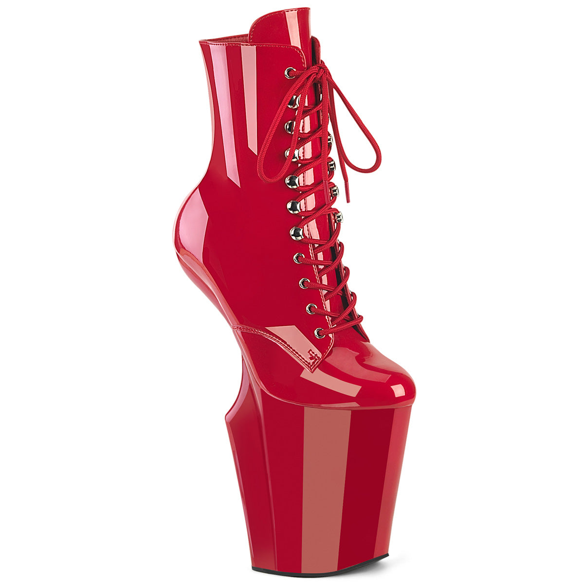WORSHIP-1020 10" Heelless, 4 3/4" PF Lace-Up Front Ankle Boot, Inside Zip