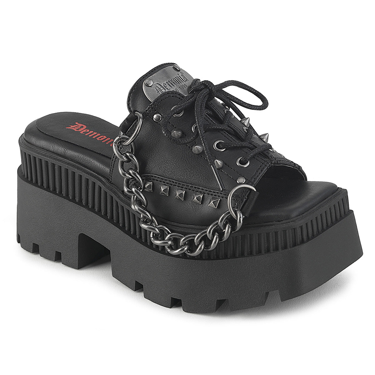 WRATH-03 3 1/4" Chunky Heel, 2" Square-Toe PF Slide Sandal
