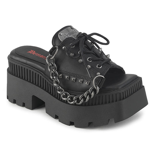 WRATH-03 3 1/4" Chunky Heel, 2" Square-Toe PF Slide Sandal