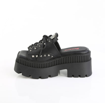 WRATH-03 3 1/4" Chunky Heel, 2" Square-Toe PF Slide Sandal