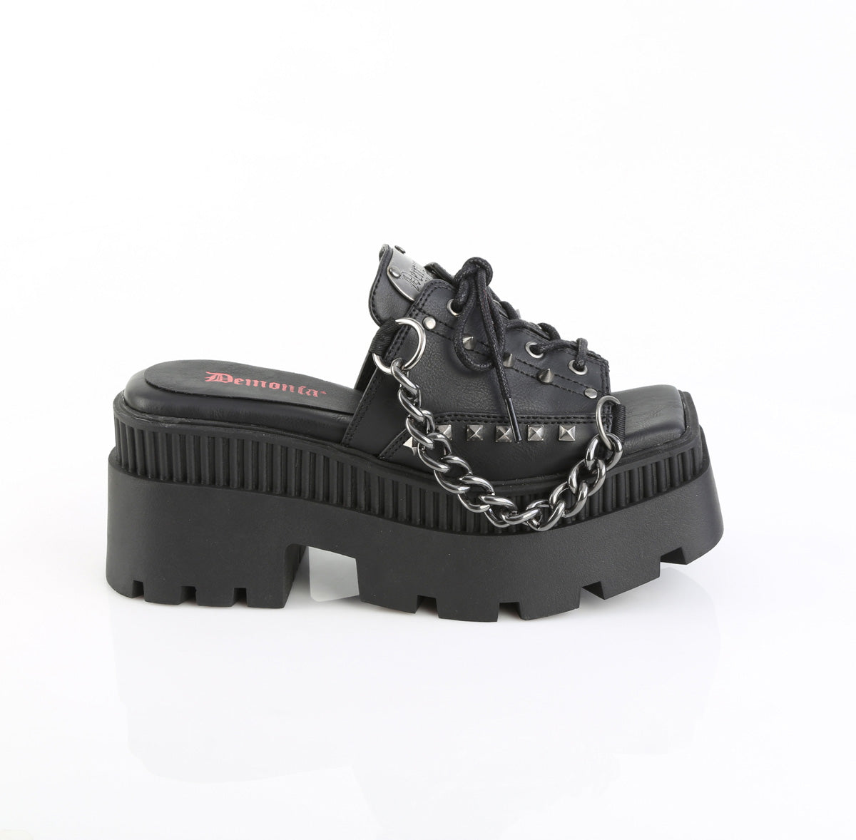 WRATH-03 3 1/4" Chunky Heel, 2" Square-Toe PF Slide Sandal