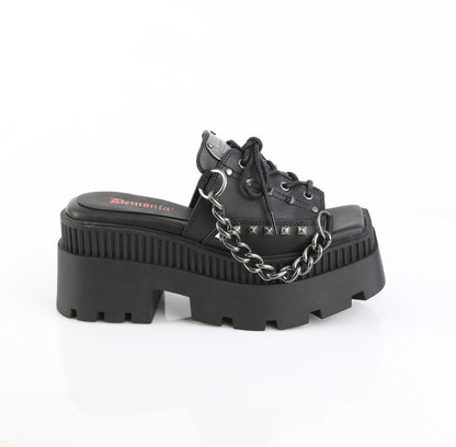 WRATH-03 3 1/4" Chunky Heel, 2" Square-Toe PF Slide Sandal