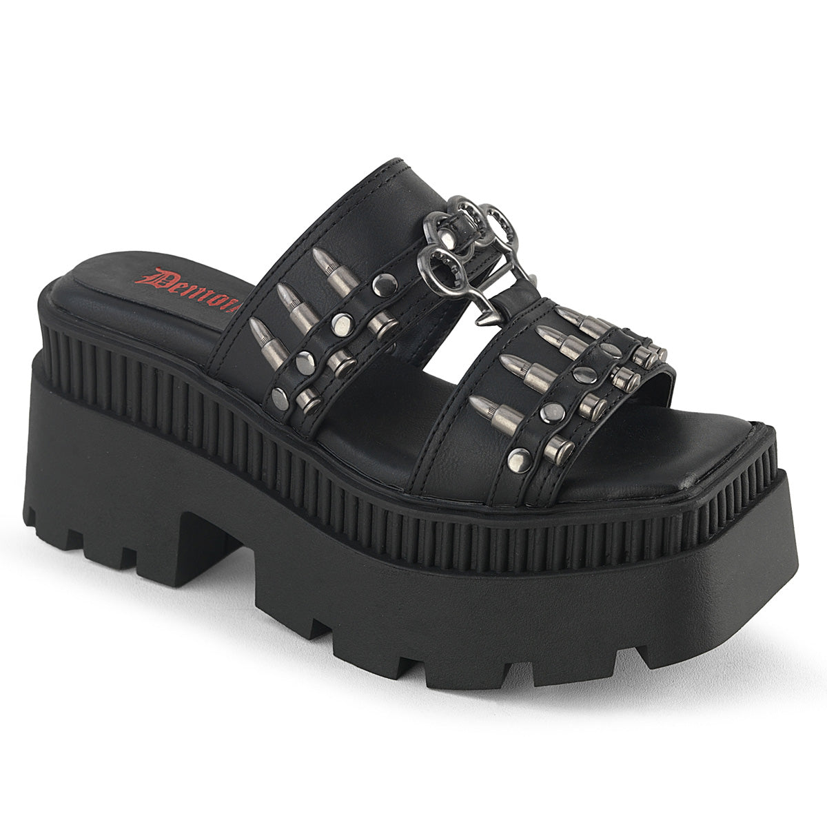 WRATH-08 3 1/4" Chunky Heel, 2" Square-Toe PF Slide Sandal