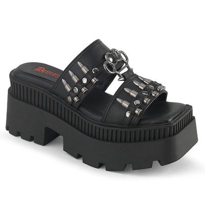 WRATH-08 3 1/4" Chunky Heel, 2" Square-Toe PF Slide Sandal