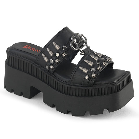 WRATH-08 3 1/4" Chunky Heel, 2" Square-Toe PF Slide Sandal