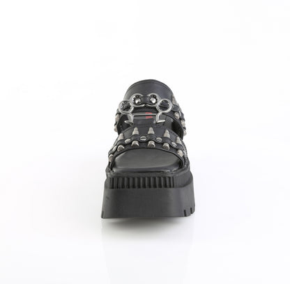 WRATH-08 3 1/4" Chunky Heel, 2" Square-Toe PF Slide Sandal