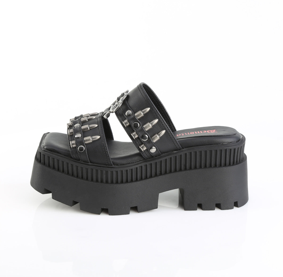 WRATH-08 3 1/4" Chunky Heel, 2" Square-Toe PF Slide Sandal