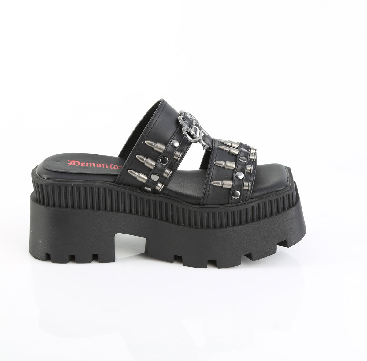 WRATH-08 3 1/4" Chunky Heel, 2" Square-Toe PF Slide Sandal