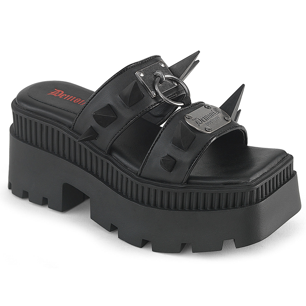 WRATH-13 3 1/4" Chunky Heel, 2" Square-Toe PF Double Slide Sandal