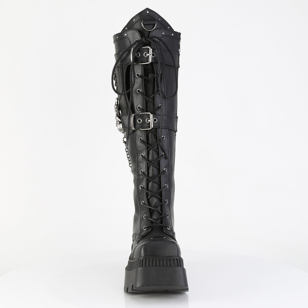 WRATH-205 3 1/4" Chunky Heel, 2" Square-Toe PF Knee BT, Inside Zip