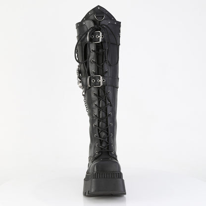 WRATH-205 3 1/4" Chunky Heel, 2" Square-Toe PF Knee BT, Inside Zip