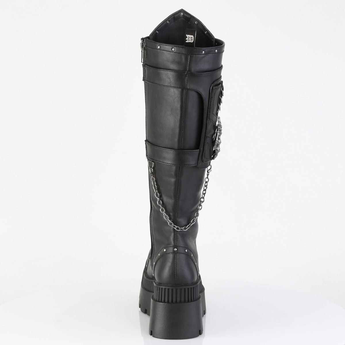 WRATH-205 3 1/4" Chunky Heel, 2" Square-Toe PF Knee BT, Inside Zip